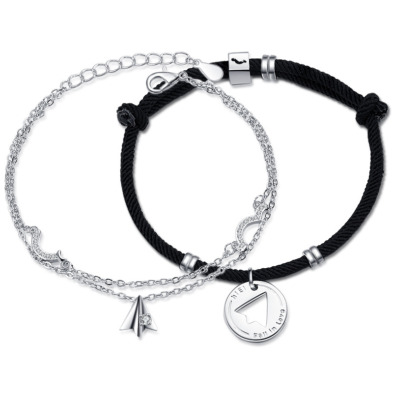 Sheng Tang Paper Airplane lovers Bracelet fashion Diamond swan combination Bracelet weave childhood memory Push pull Hand jewelry