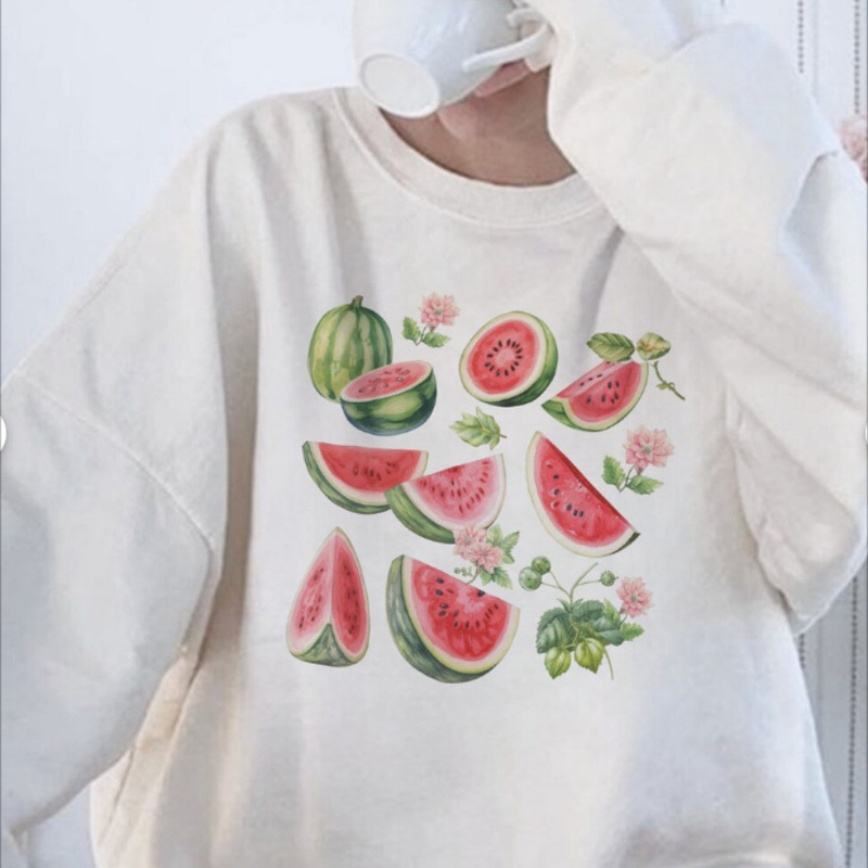 European and American Cross-Border Watermelon Y2K Aesthetic Trendy Crewneck Sweatshirt Harajuku Fashion Long-Sleeve Crewneck Sweatshirt for Women European and American Cross-Border Watermelon Y2K Aesthetic Trendy Crewneck Sweatshirt Harajuku Fashion Long-Sleeve Crewneck Sweatshirt for Women