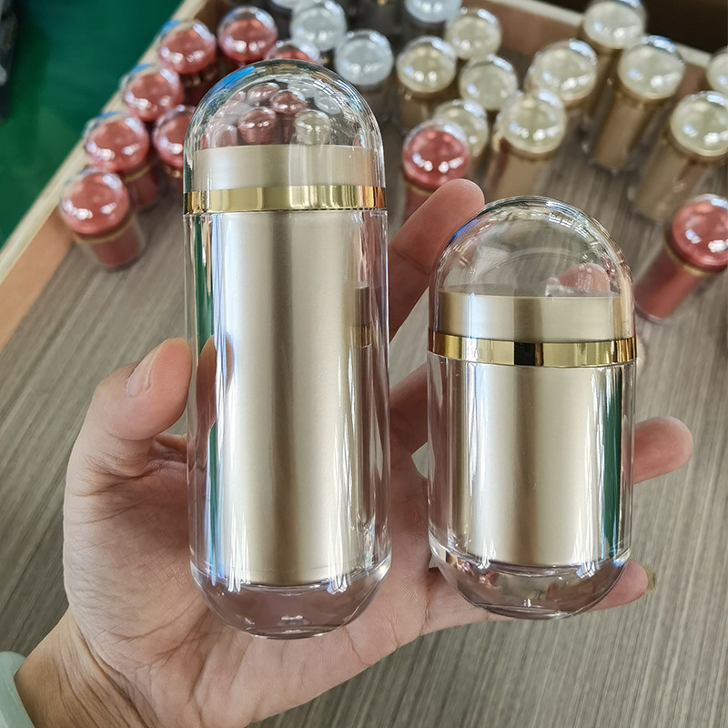 新款高档透明胶囊瓶 亚克力子弹圆瓶内胆瓶 70毫升保健品瓶子