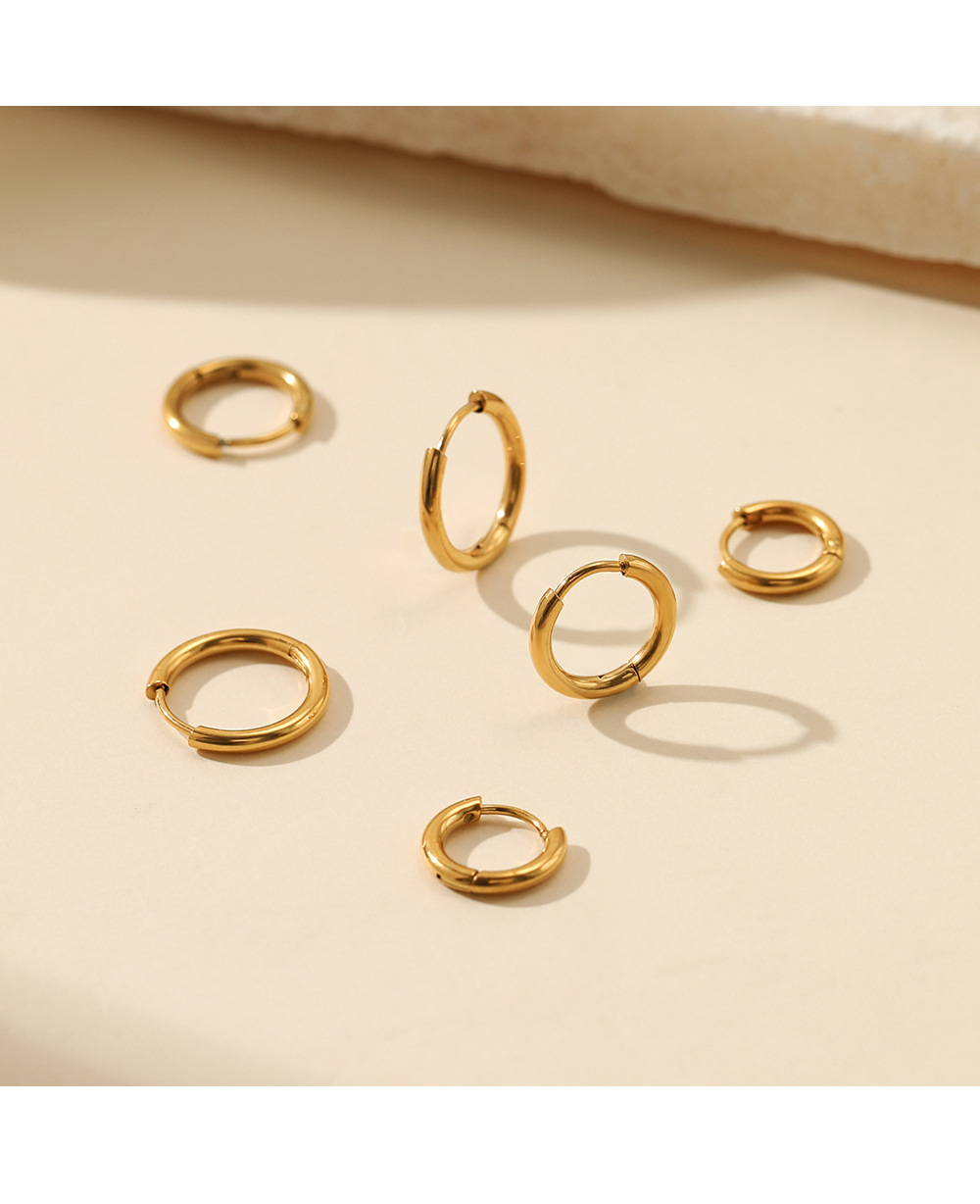 Fashion Round Stainless Steel Plating Earrings 3 Piece Set