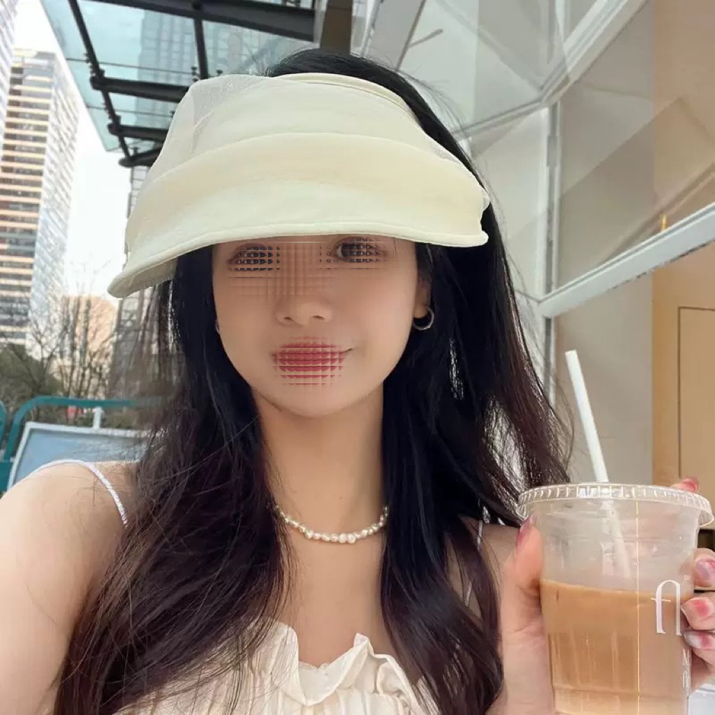 mesh air top sun protection hat women‘s summer new foldable headband sun hat face cover ultraviolet-proof sun hat