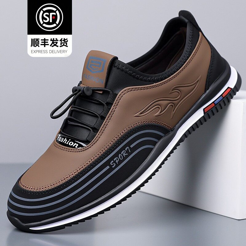 Giày nam sneaker lười thoáng khí đế mềm phong cách công sở — màu nâu, đen