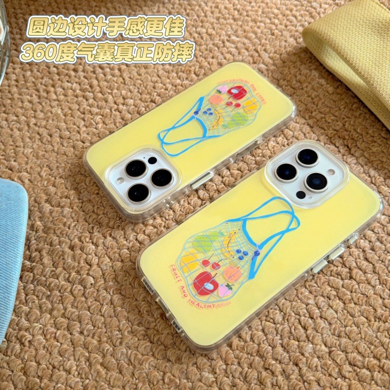 Bolsa de compras de frutas estilo ins para iphone16ProMax nuevo 14/13 Apple 15 funda para teléfono móvil femenino 15PM