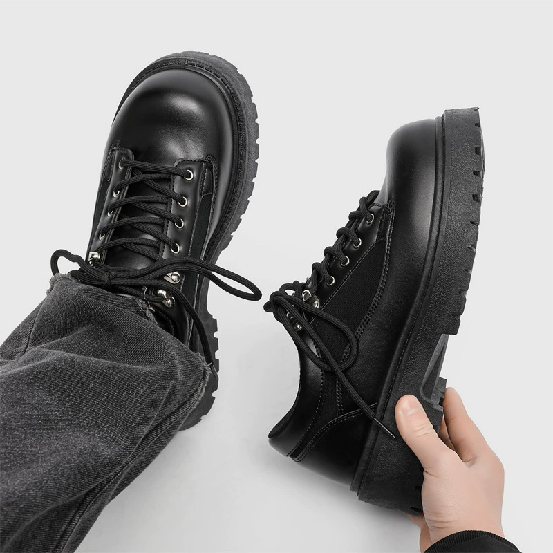 2025 новые мужские черные повседневные кожаные туфли с большими головами и нишами