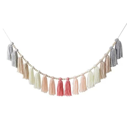 ins Nordic style complete set of wooden beads, wool balls, tassel strings, woven hanging strings, wall decorations, wall hangings, children's room decorations