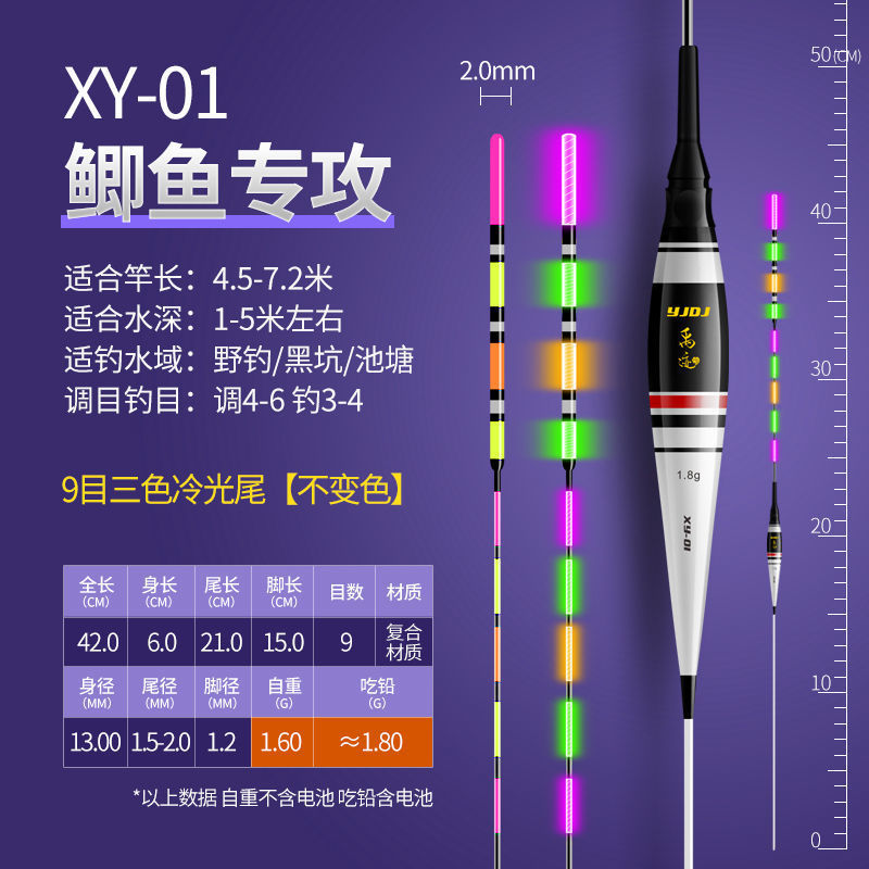 Luz nocturna de día y noche, flotador electrónico de alta sensibilidad, pesca nocturna de carpa corta, flotador de cola fría, comercio exterior