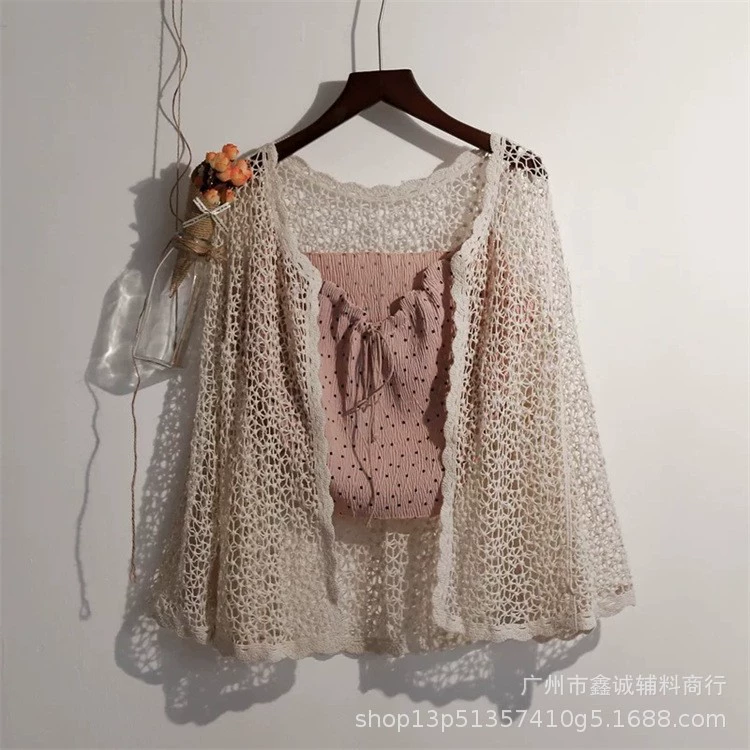 Женская пляжная накидка с длинным рукавом, one size (длина 65 см), защита от солнца, лёгкая
