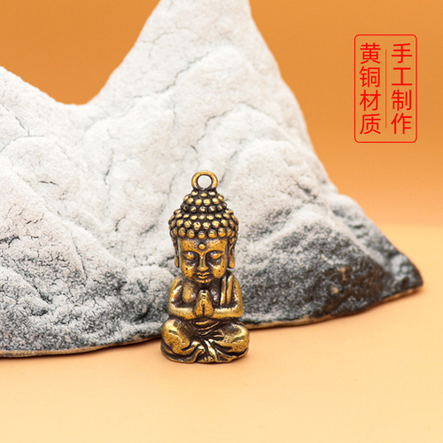Song Dynasty Buddha statue pendant brass antique-style car keychain ornament one-yuan small gift street vendor gift wholesale