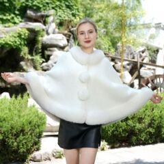 秋と冬の新しいクロスボーダー白模造毛皮カーディガンマントマントぬいぐるみ襟ショールコートチャイナドレス付き女性用