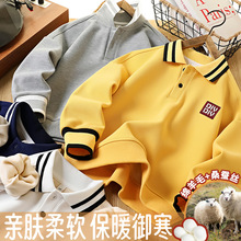 童装男童加绒卫衣中大童长袖POLO衫秋冬新款儿童休闲加厚服装批发