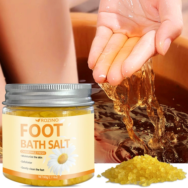 [Трансграничная поставка] Морская соль с ромашкой, 60 г, ванночка для ног, прозрачная соль для ванн, отшелушивающий грязевой скраб, соль для ванн для ног