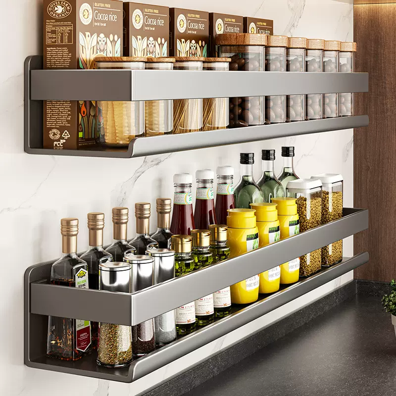 免打孔厨房置物调料架壁挂式墙上多功能整理用具调味品罐子收纳架