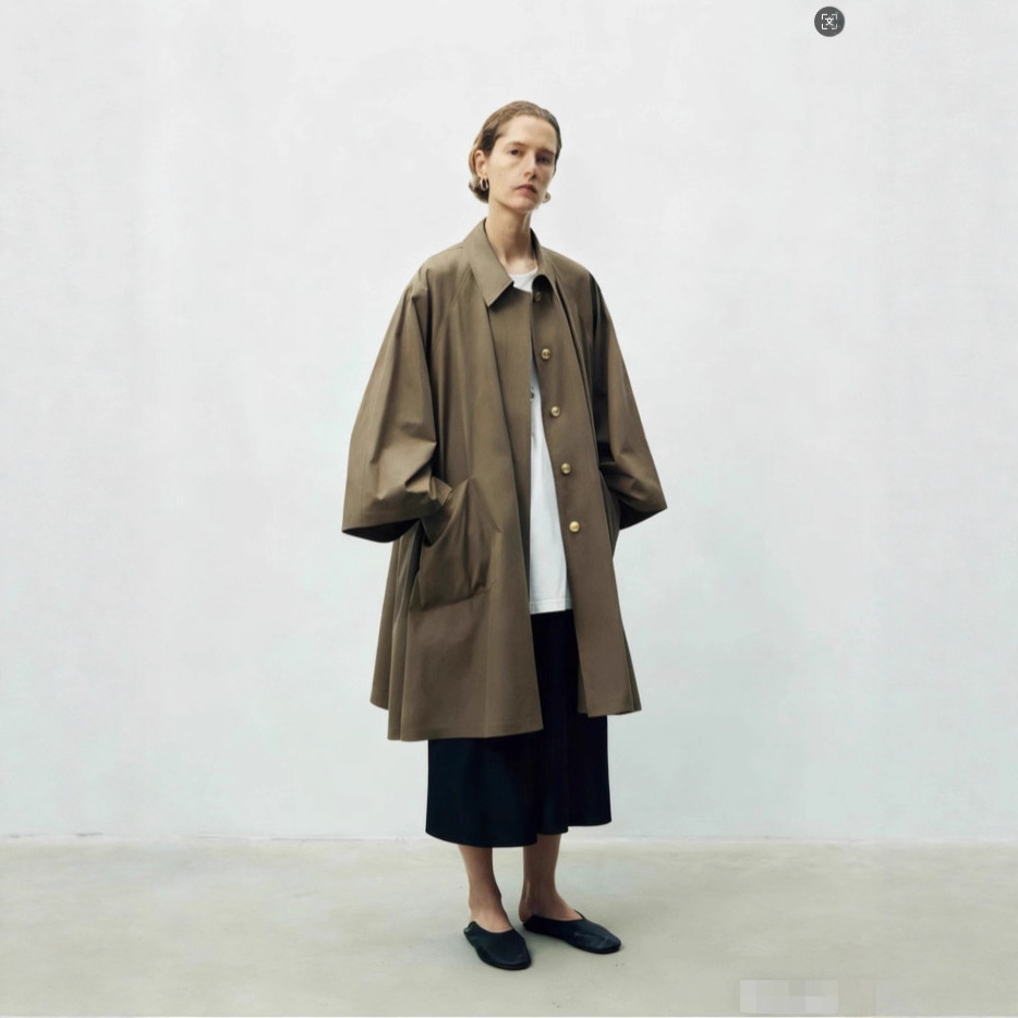 Loose Casual Row Style Mid-Length Windbreaker Jacket for Women 2025 New Fashionable Large A-Hem Umbrella-Shaped Coat