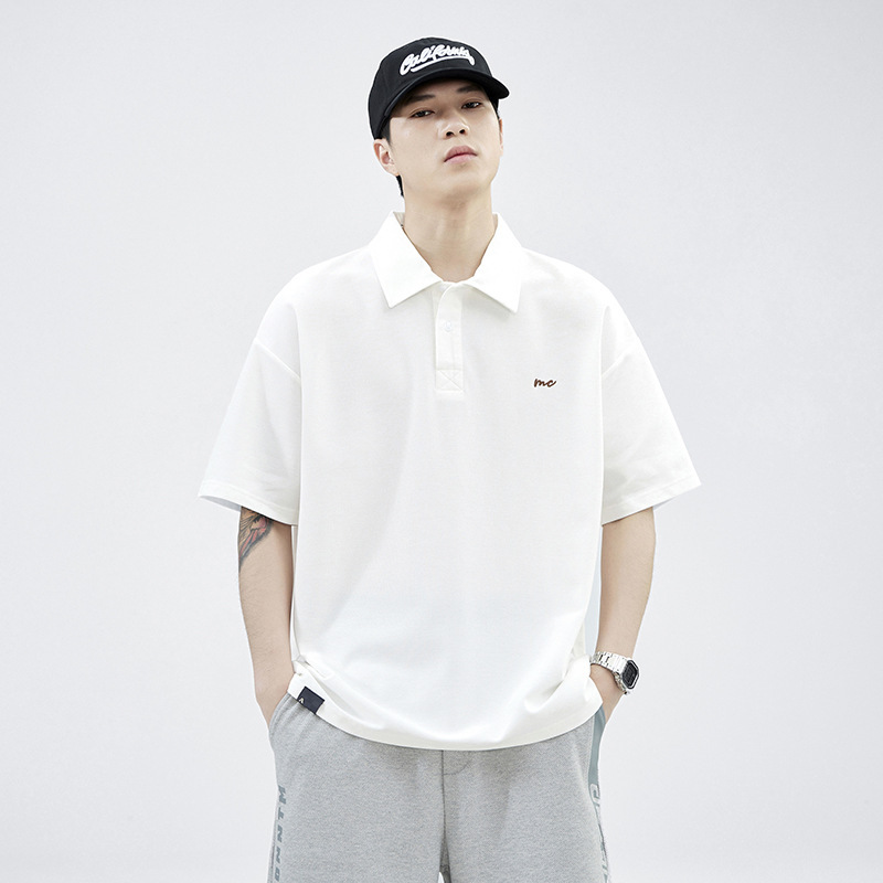 High-end Polo Shirt Men's American Style Japanese Style Trendy Short-sleeved T-shirt Summer 2024 New Loose plus size Paul Top