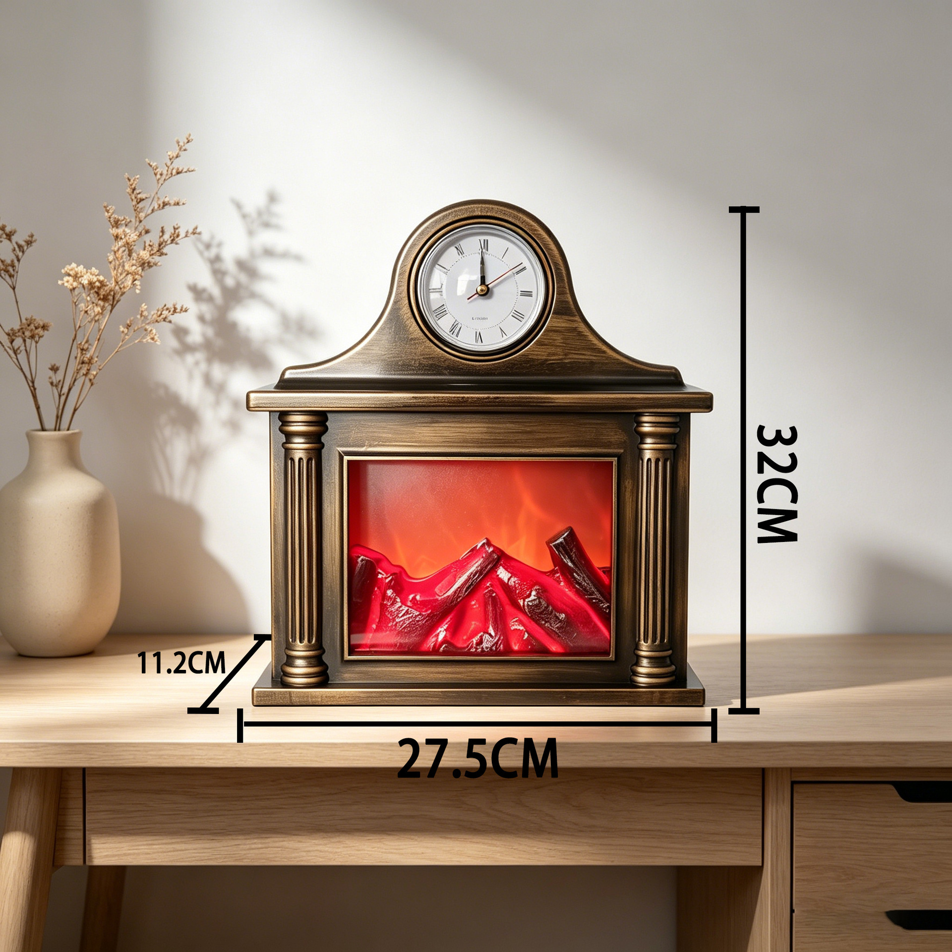 Nueva chimenea carbón leña pila llama lámpara de viento decoración decoración de Navidad decoración de reloj de pared