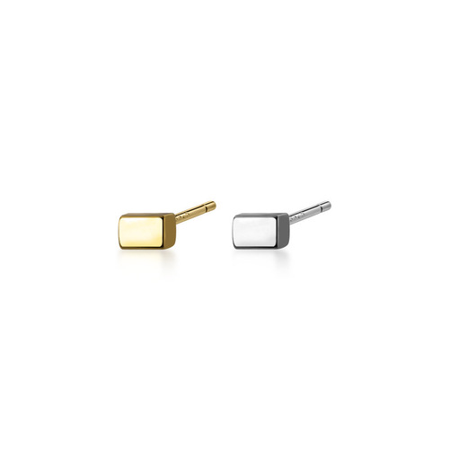 925 Silver Needle Earrings for Women - Korean Style, Fashionable and Simple, Polished Square Stud Earrings - Elegant and Small, Rectangle-shaped Earrings