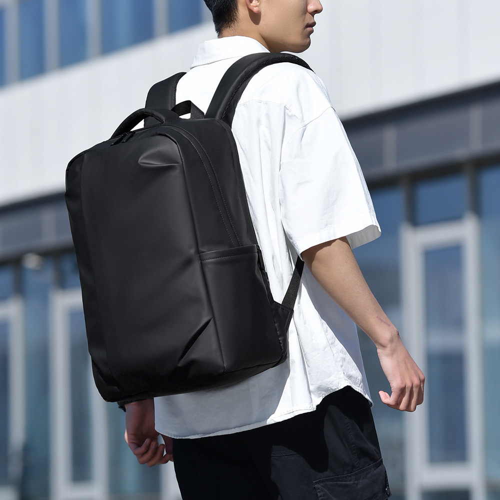 Cross-Border Simple Business Backpack, Large Capacity Men's Outdoor Leisure Backpack with Logo Printed, Multifunctional Computer Bag
