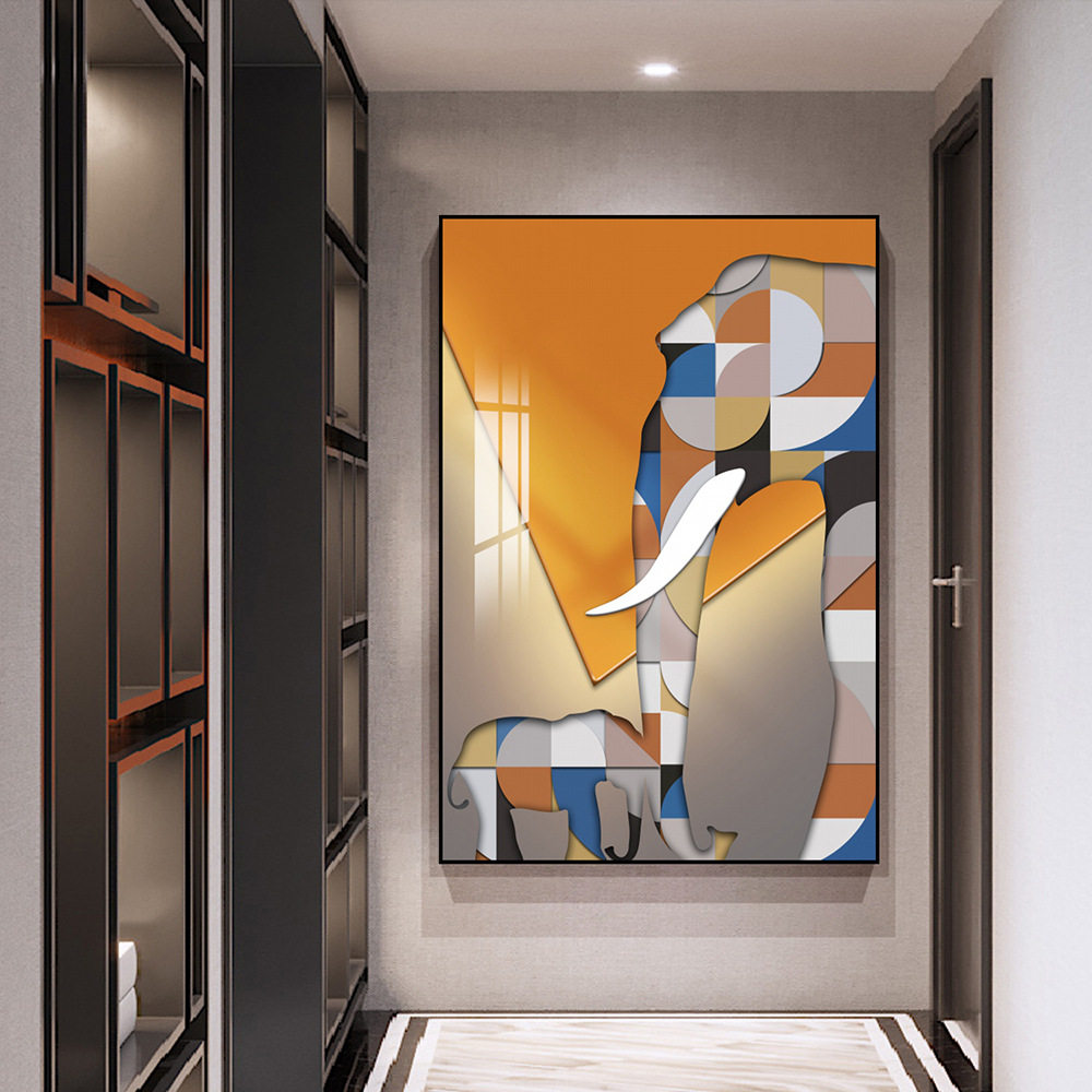 Brno pintura hueco moderno minimalista elefante pasillo pintura decorativa salón pintura hecha a mano pintura real