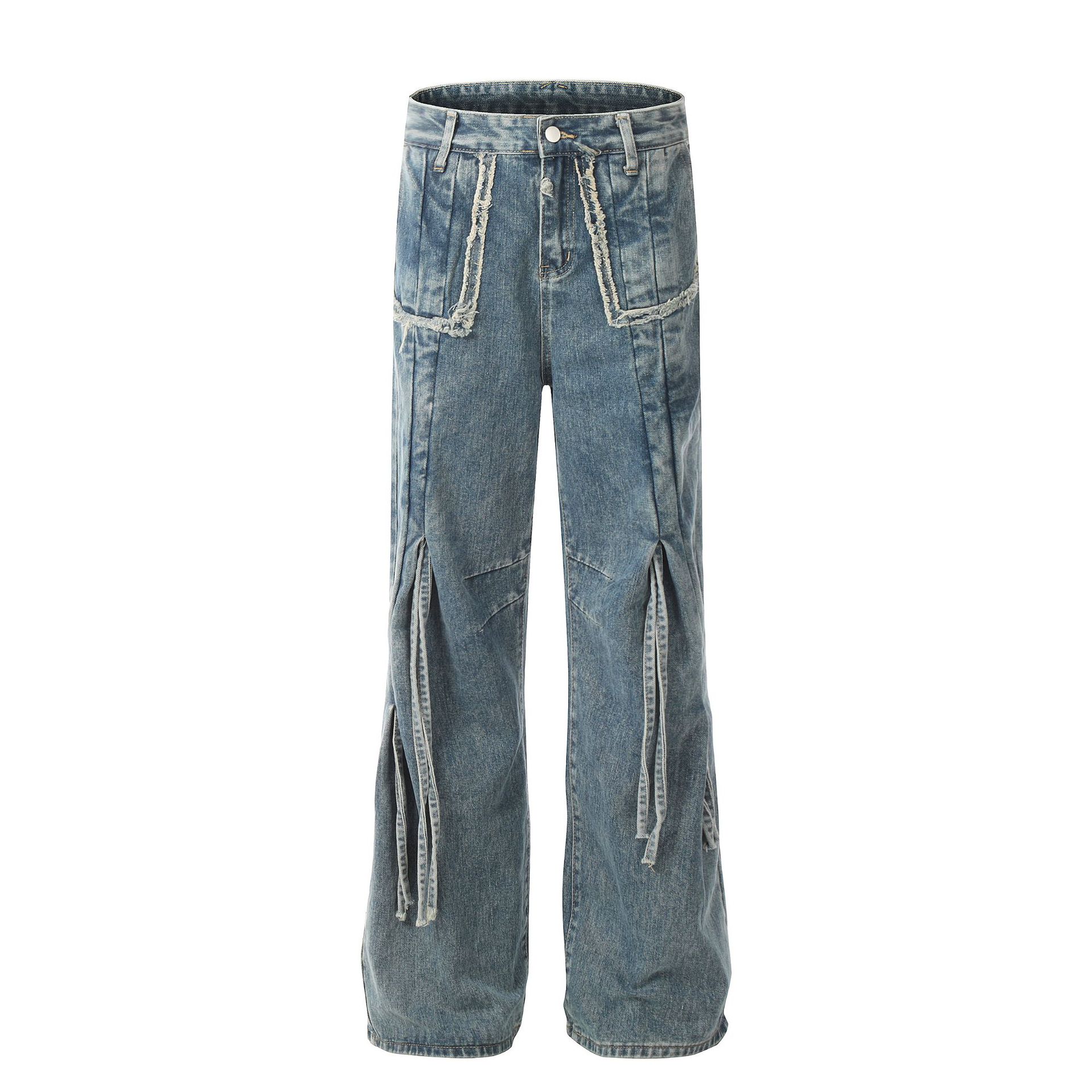 Vêtements pour hommes EONMODISH | Nouveau produit d'automne 2024 Pantalon de cow-boy délavé à l'eau à la mode American High Street_voghion.com