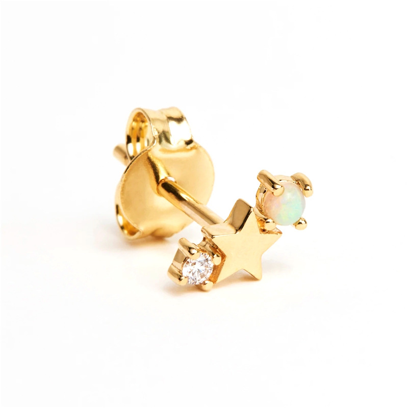 4g Weight Zircon Inlay Material Ear Studs Classification Daily Occasion 925 Sterling Silver Material Star Pattern Women'S Gender Plating Design Simple Style Style 925 Sterling Silver Zircon 925 Sterling Silver Earrings Star Ear Studs 13