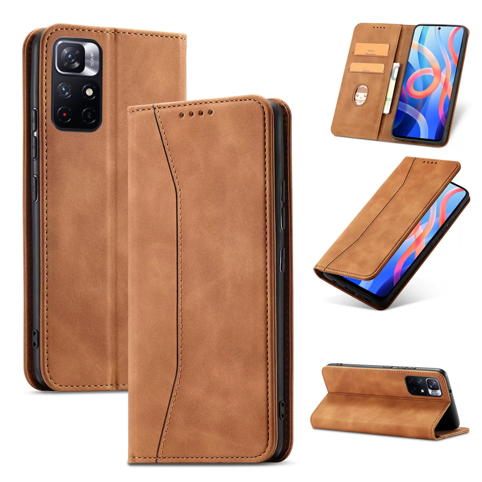 适用Redmi NOTE13 4G手机壳小米14手机皮套红米12跨境翻盖保护套