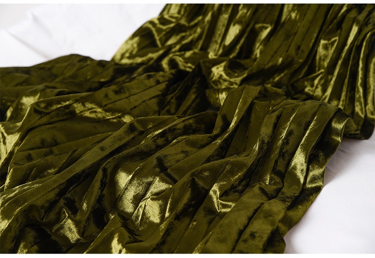 Abbigliamento donna gonna in velluto a rombi a cinque colori gonna a pieghe a fisarmonica lucida per donna lunghezza media autunno e inverno 2024_voghion.com