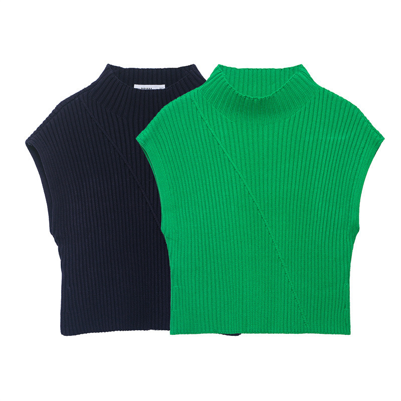 Cross-Border Foreign Trade 2026 Spring New Products European and American Style Fashion Women's Solid Color Vest Ribbed Knitwear 6771113