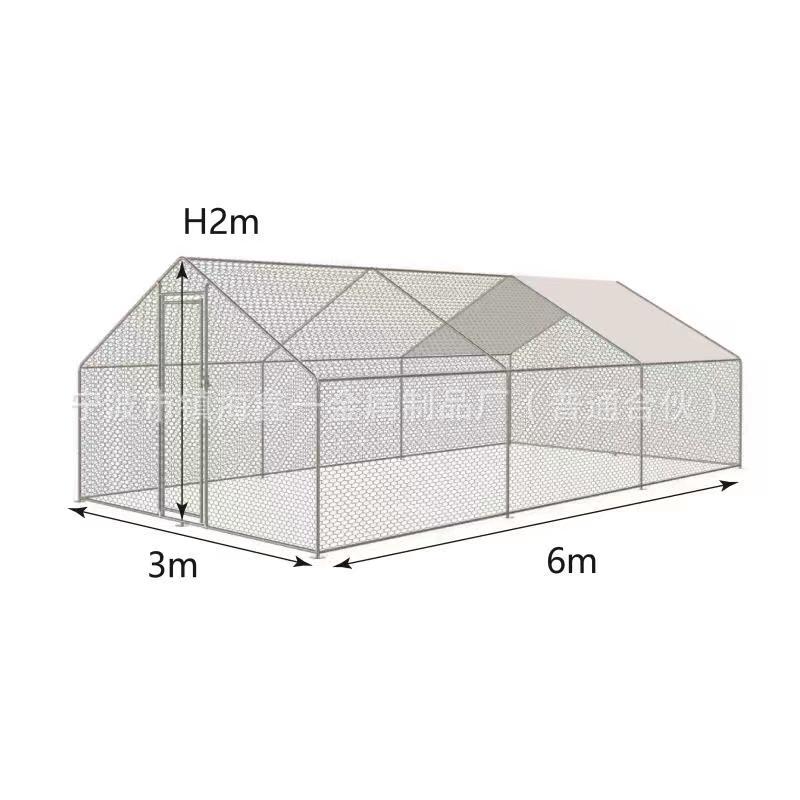 Jaula para gallinas, gallinero, gran cobertizo de cría al aire libre, jaula para gallinas de tubo galvanizado con tapa puntiaguda extraíble, jaula para conejos con malla