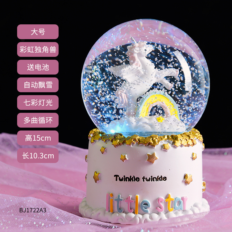 Navidad princesa bola de cristal copo de nieve caja de música caja de sonido de ocho niñas pequeños regalos de cumpleaños pequeños adornos