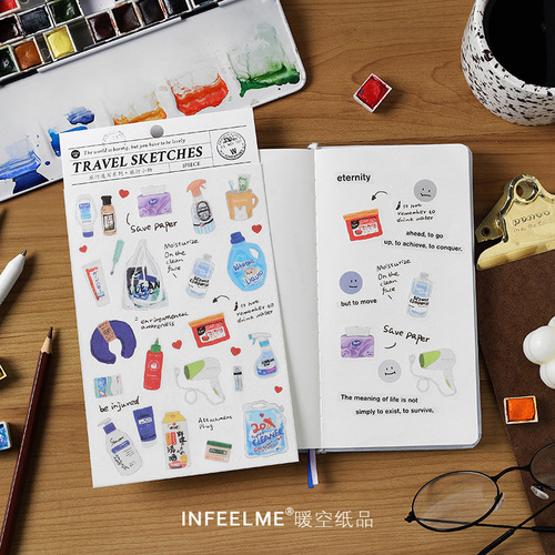 Infeel.me Japanese paper stickers travel sketch series travel small items handbook decoration diy stickers 6 styles