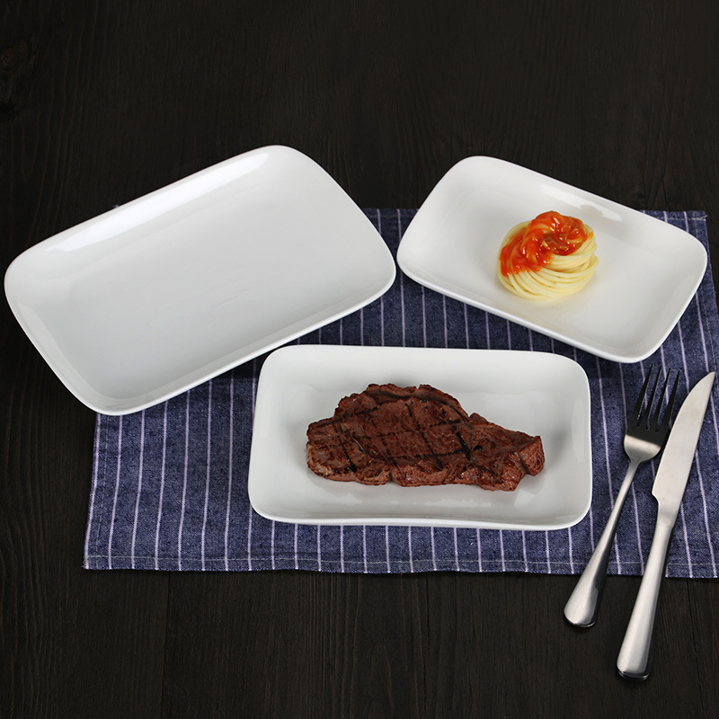 欧式陶瓷盘点心碟子肠粉蛋糕盘白瓷创意西餐具长方寿司盘面包平盘