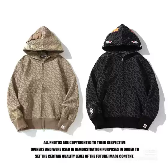 Trendy Bape Sequin Full-Print Letter Cross-Border Exclusive Gold Correct Version Heavyweight Shark Jacket Unisex
