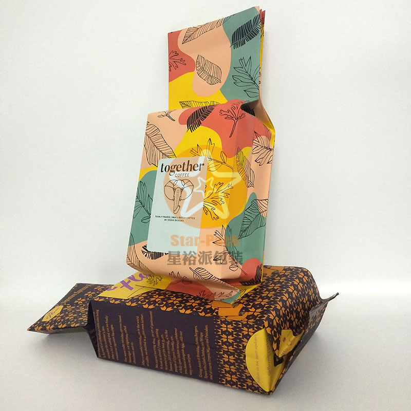 源头工厂潮款彩印定购单向排气阀咖啡铝箔袋 2斤自立四边封咖啡袋