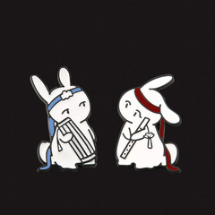 Cute Bunny Charm Cute Japanese Style Cartoon Couple Badges for Men and Women Decorative Badges for Best Friends Students Fresh and Minimalist Accessory