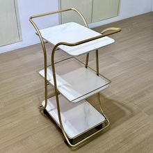 北欧移动小推车高档推车收纳酒店酒水金色多层铁艺餐车餐厅传菜车