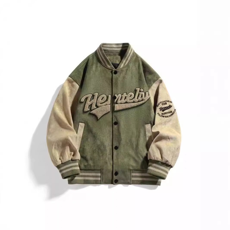 New Suede Baseball Suit Men's and Women's vintage Spring and Autumn Ins American Embroidered Aviator Coat Couple's Jacket New Suede Baseball Suit Men's and Women's vintage Spring and Autumn Ins American Embroidered Aviator Coat Couple's Jacket
