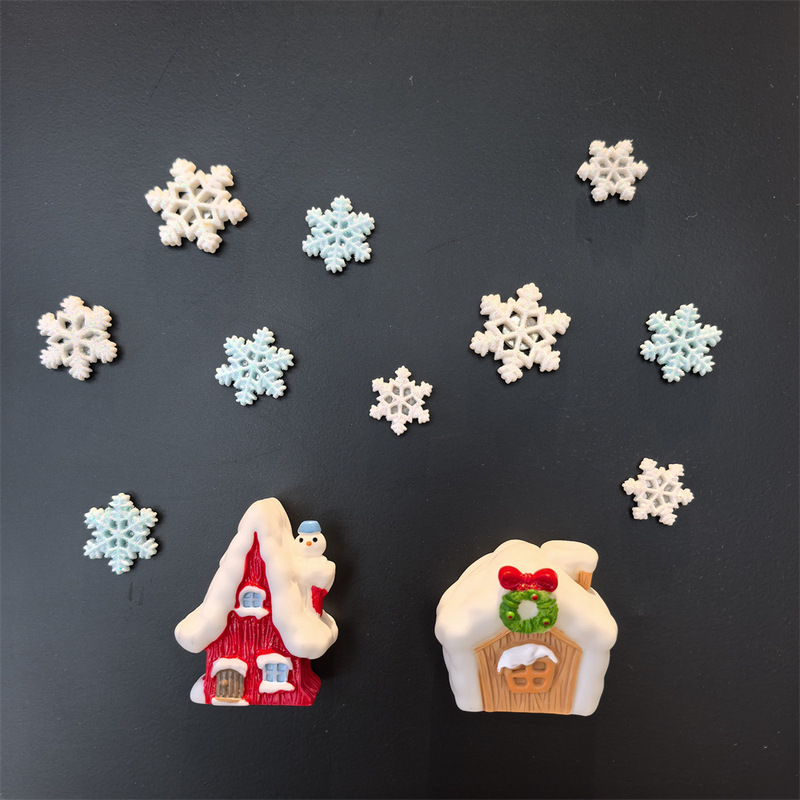 小红书同款圣诞花环红房子雪花立体冰箱贴磁铁氛围感装饰雪屋磁吸|undefined