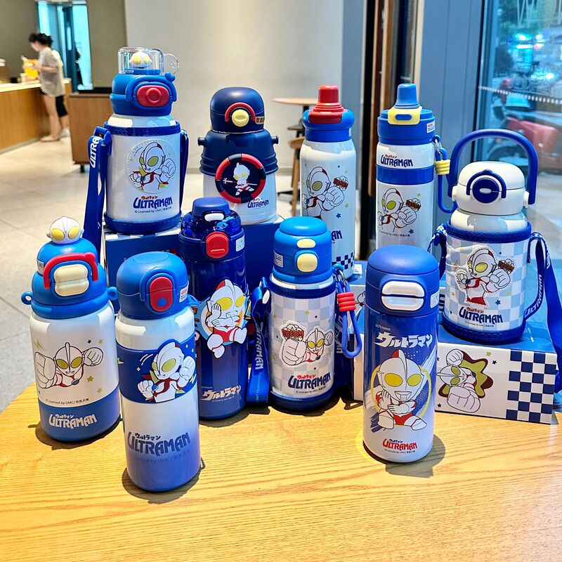Ultraman Kidsren's Thermos Cup for Boys Going to School Special Baby Food Grade 316 Primary School Student Water Kettle Straw Cup
