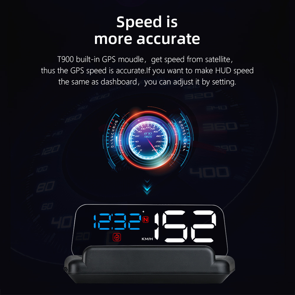 Hud Head-Up Display High-Definition Gps Speedometer Projection Car-Mounted Hud Speedometer Kmh/Mph Cross-Border Exclusive Supply