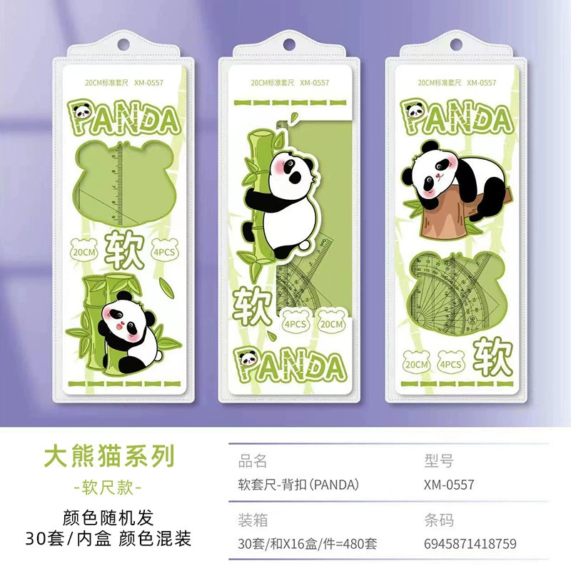 Cartoon cute universal ruler for students, set, 4 piece set