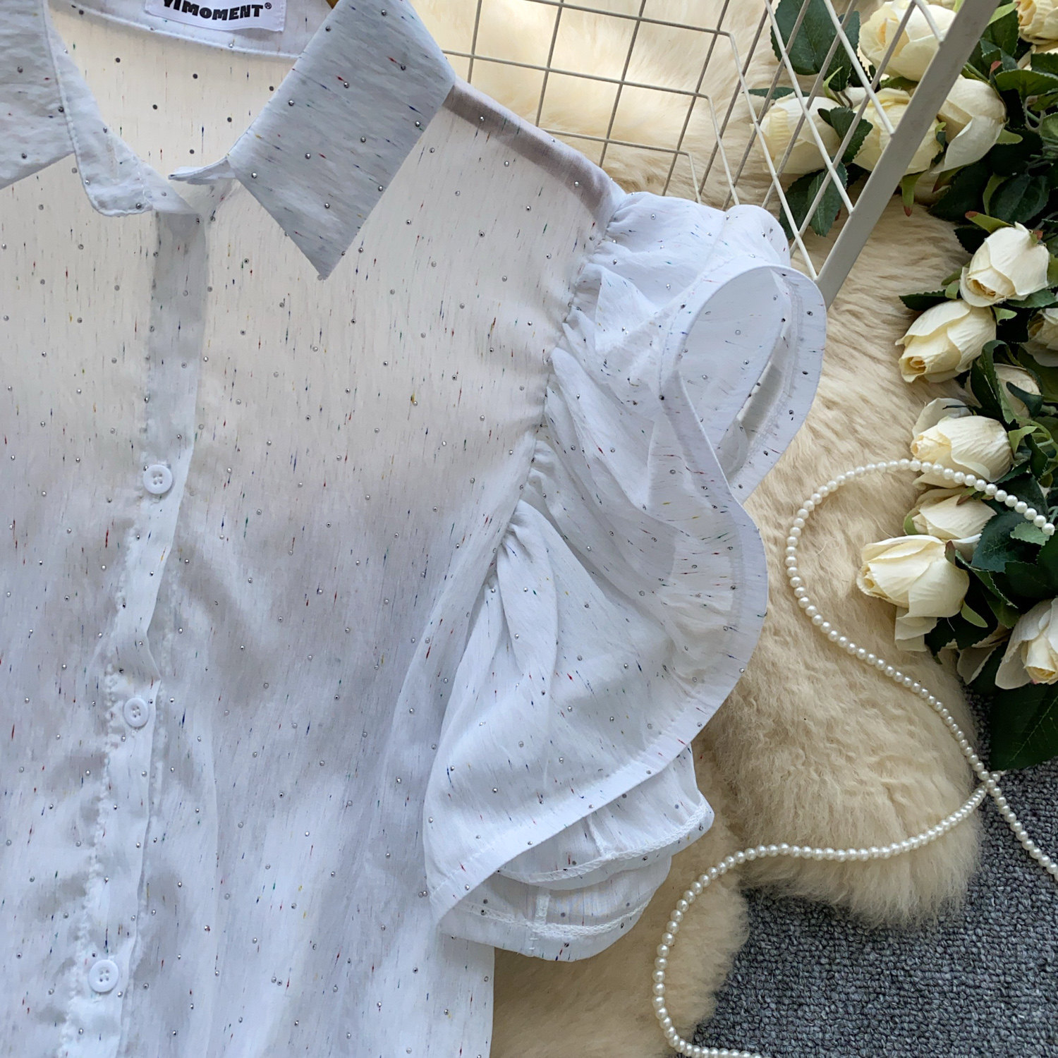 Women's Korean Style Puff Sleeve Breathable Shirt Skin Friendly Loose Design Elegant Versatile Commuter Top Spring 2026_ecoleips.com