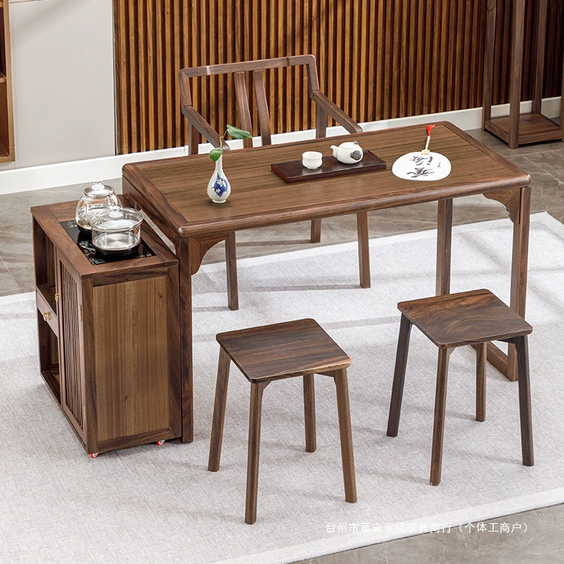 5V Новый китайский стиль грецкого ореха чайный стул стол комбинированный гостиная домашний дзен минималистичный современный чай из цельного дерева офисный чай