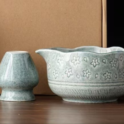口付き抹茶ボウル、陶器製日本抹茶ボウル、抹茶ツール、茶筅、宋代茶セット、大腹ボウル|undefined
