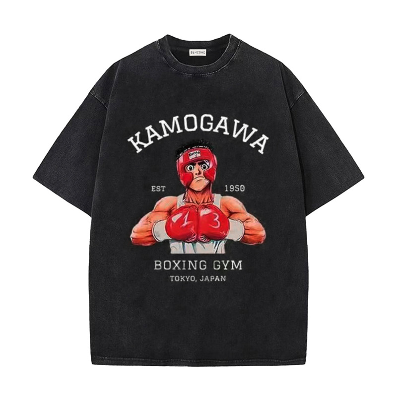 Men and Women Couple Printed Short-Sleeve T-Shirt Summer Creative Washed Loose Half-Sleeve Trendy Street Fashion Boxer Style