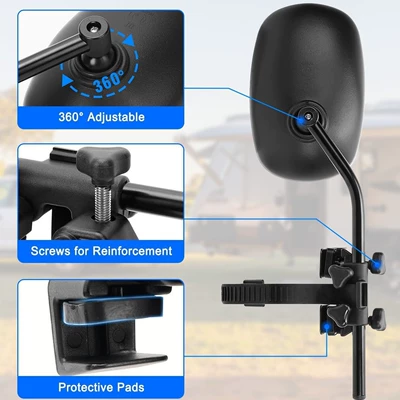 Car mirror with Rain Guard, Metal Bracket