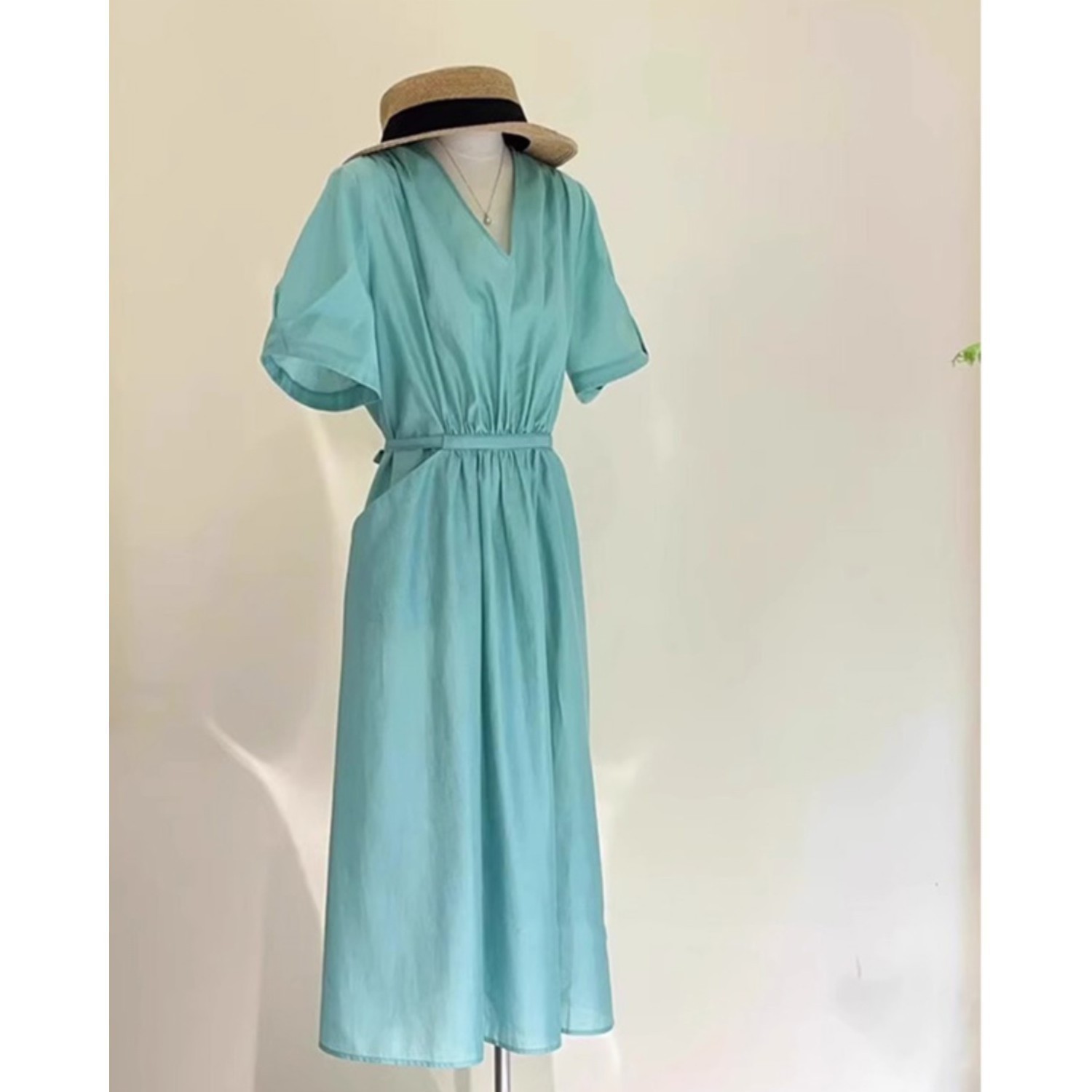 Đầm maxi nữ thắt eo dáng dài màu xanh dương mùa hè FL231978 — Đầm