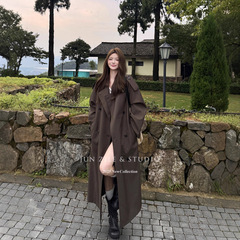 风衣外套女长款高个子韩系英伦风气质秋季新款翻领收腰双排扣大衣