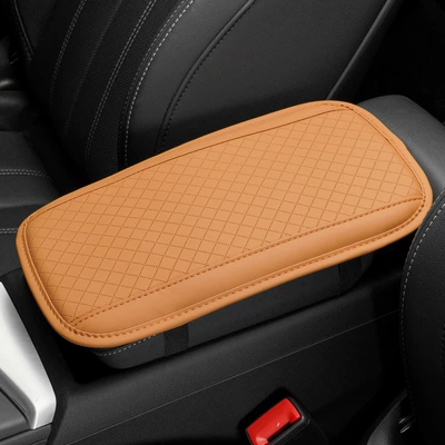 Cross-border car embossed armrest box cushion memory foam booster cushion universal car central armrest box pillow protective cover (Armrest box pad) - brown