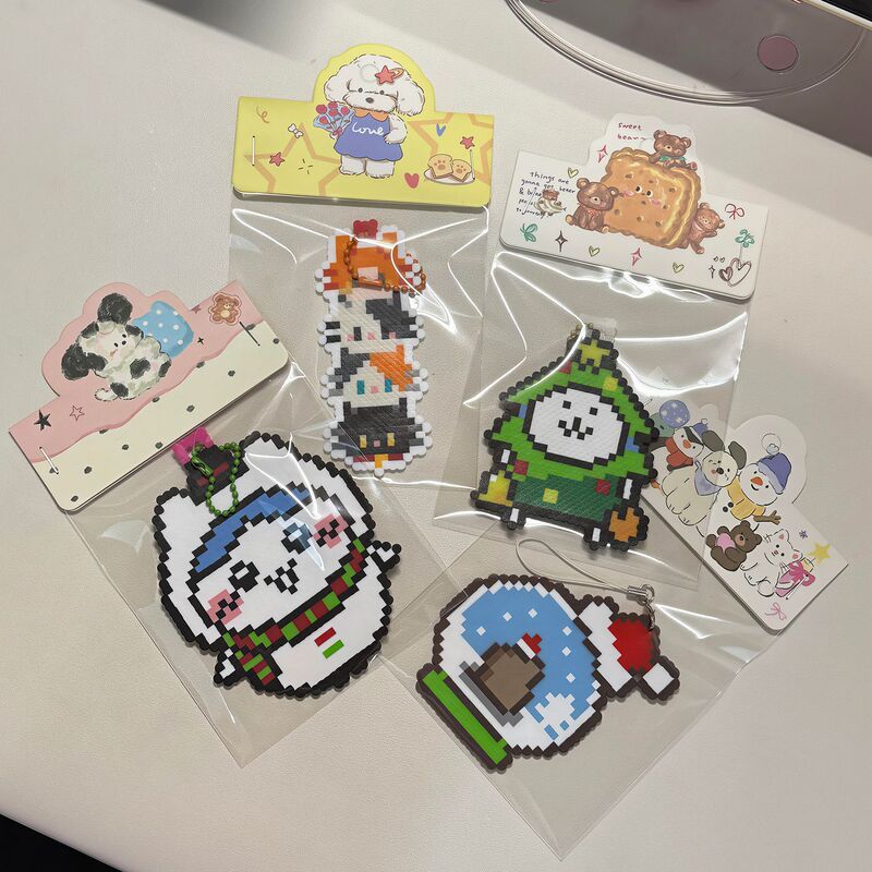 Finished Bead Art Packaging Bag Set with Card Header and Card Back, Transparent Dustproof Bag, Cute Cartoon Packaging, DIY Gift, in Stock