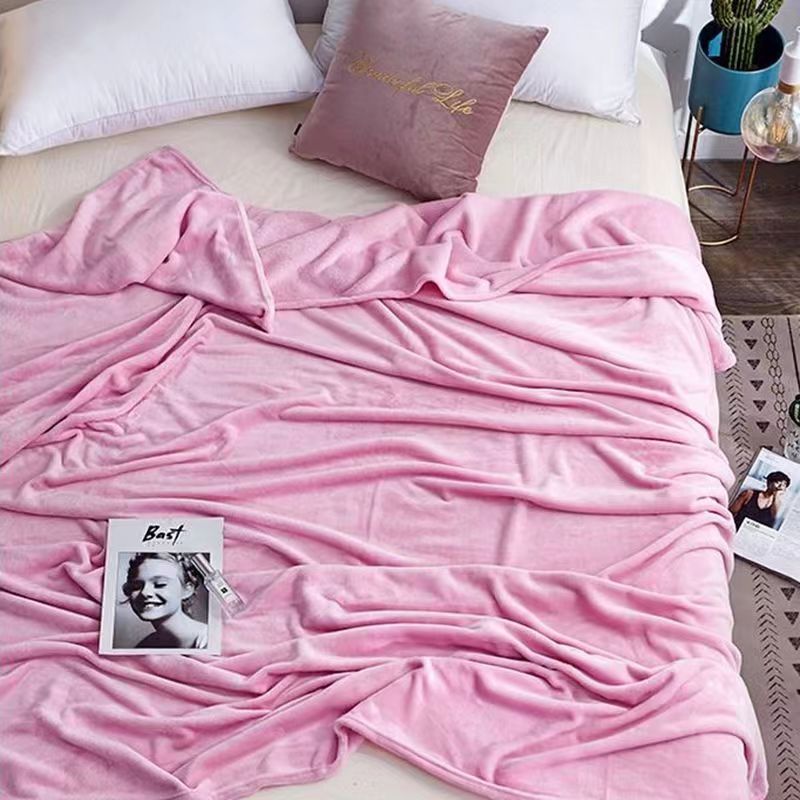 批发跨境纯色珊瑚绒毛毯素色法莱绒毛毯法兰绒毛毯珊瑚绒瑜伽毯子